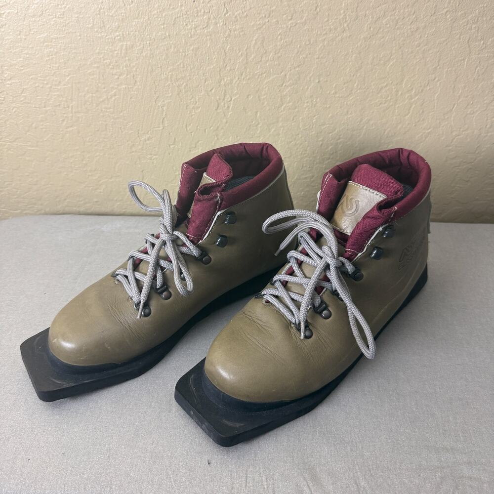 Asolo Glissade 330 3-Pin Cross Country Ski Boots Brown Burgundy Size 8